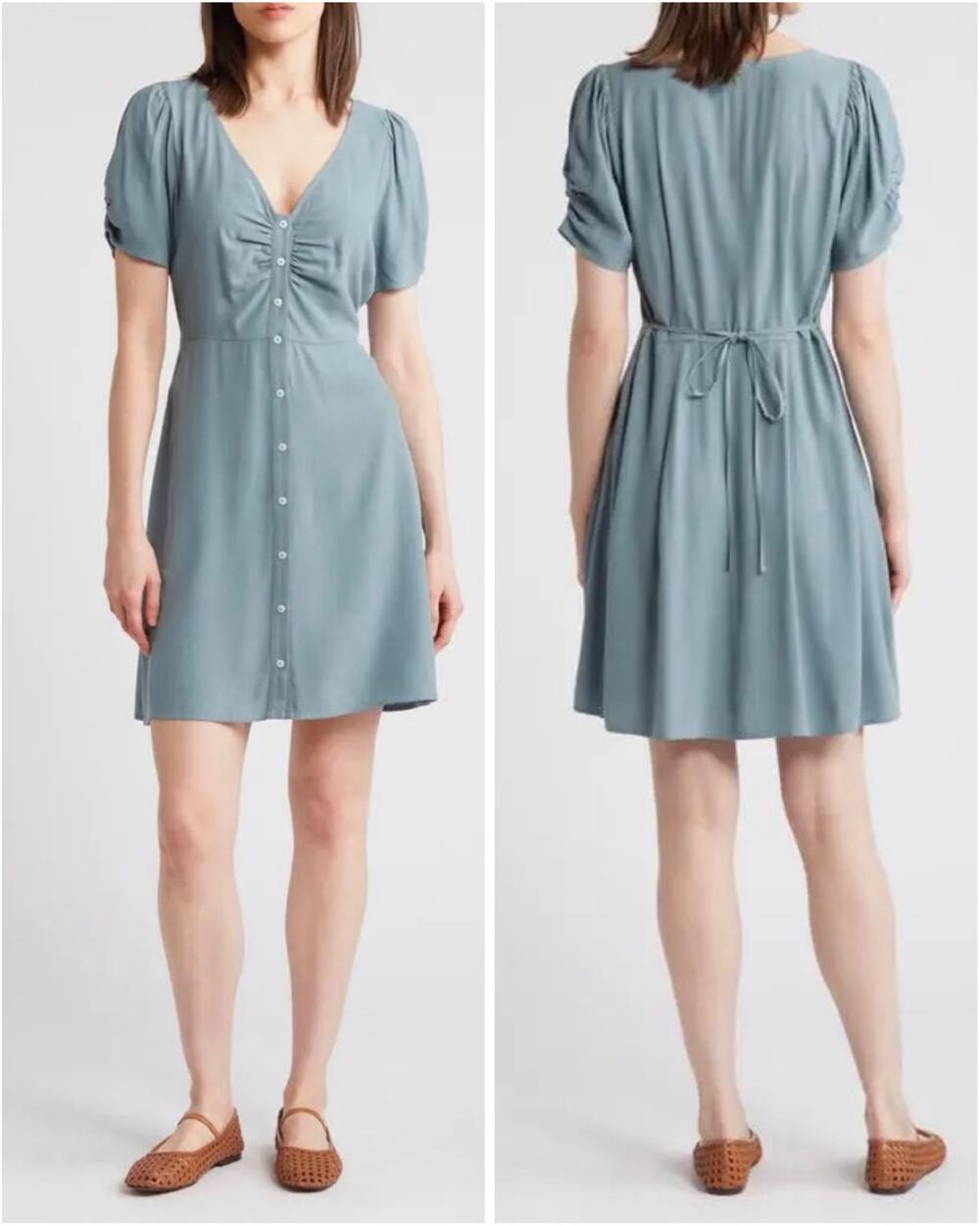 NWOT Madewell V-Neck Button-Front Feminine Romantic Cottage 90s Mini Dress US10